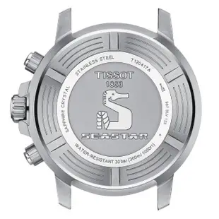 【TISSOT 天梭】Seastar 1000 海洋之星 可樂圈 300米潛水三眼計時錶-45.5mm 送行動電源(T1204171105101)