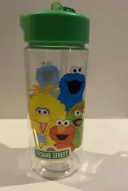 Sesame Street 16.5 Oz Kids Water Bottle w/Straw Big Bird Elmo Cookie Monster