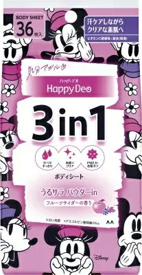 少量現貨 日本製 Mandom Happy Deo 三合一身體濕紙巾 清爽涼感 濕巾 涼感 舒爽 爽身粉 夏季必備 迪士尼 2022新款【小福部屋】