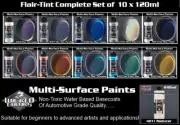 Wicked Colors 120ml Flair Colours 10 Set + 240ml Reducer & Free Insured Freight