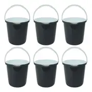 6x Home Leisure Bucket W/Lid 11L Charcoal Laundry Cleaning Organisation