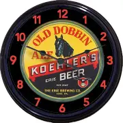 Old Dobbin Ale Koehlers Erie PA Beer Tray Wall Clock Horse Lager Man Cave 10"