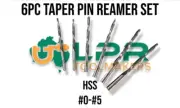 Tapered Pin Reamers Spiral fluted 6pc set 0 to 5 ISO standard M2 HSS boxed