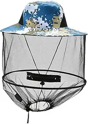 Mosquito Head Net Hat, Midge Head Net Hat, Mosquito Hats with Netting, Insect and Midge Protection Head Net Hat, Midge Head Net for Outdoors Camping Fishing Hiking(Camouflage)