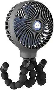 Portable Handeld Fan Baby Stroller Fan ble Octopus Tripod Clip on Fan with 3 s Adjustable USB Charging for Desk Crib Car Seat Bike Black