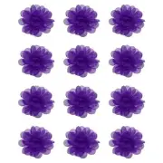 12Pcs 2" Chiffon Flowers Sewing Fabric Flower Appliques for Crafts Dark Purple