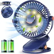 Mini Cooling Fan Clip on Desk Baby Stroller Portable 5 Speed USB Rechargeable