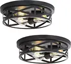 13 Inch Black Flush Mount Ceiling Light Fixtures,3-Light Modern Hallway Light Fi