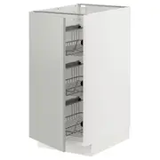 METOD base cabinet with wire baskets, white/Havstorp light grey, 40x60x80 cm