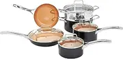 Amazon Basics Ceramic Nonstick Pots and Pans Cookware Set, 10-Piece Set- Copper Color