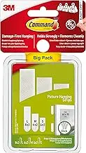 Command Picture Hanging Strips, Value Pack - 8 Pairs of Large (16 Strips), 6 Pairs of Medium (12 Strips), 4 Pairs of Small (8 Strips) - for Pictures, Frames, Mirrors, Wall Decor - Damage Free Hanging