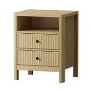 Oikiture Bedside Table 2 Drawers & Shelf Natural
