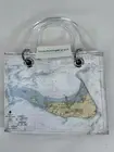 NWT Couture Planet Nantucket Map Recycled Newspaper Tote Bag Purse Lucite Handle