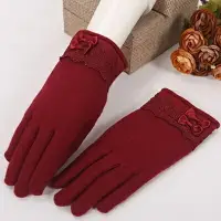 在飛比找樂天市場購物網優惠-觸控手套 女羊毛手套-韓版時尚蕾絲袖口防寒保暖時尚配件11色