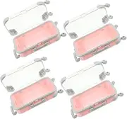 [FONDOTIN] 4pcs Box Mini Storage Box Eyelash Travel Case Portable Cosmetics Storage Make up Traveling Case Make up Suitcase Makeup Luggage Organizer Makeup Artist Case Makeup Case Abs Pink