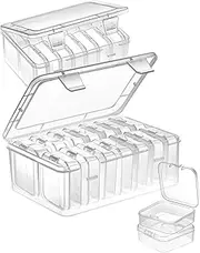 Mathtoxyz Small Bead Organizers, 30 Pieces Plastic Storage Cases Mini Clear Bead Storage Containers Transparent Boxes with Hinged Lid and Rectangle Clear Craft Supply Case