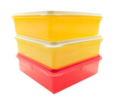 Tupperware B2B Peach Snack Stor Sandwich Sweet Square Keeper Saver Server 2.9L
