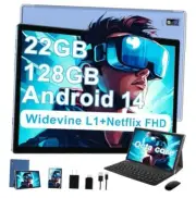2025 Tablet 10 Inch Android 14 Tablets with 22GB RAM 128GB ROM 1TB Expand, Blue
