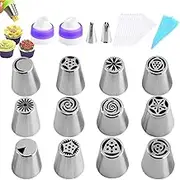 Piping Bags and Tips | Stainless Steel Reusable Nozzle Bags Set,Frosting Kit Cake Decorating, Sturdy Baking Supplies for Home Kitchen