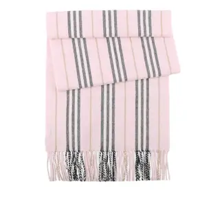 【BURBERRY 巴寶莉】Icon Stripe 經典條紋喀什米爾及羊毛圍巾(雪花石膏粉)/ 平行輸入