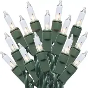 MULTI-SPARKING Incandescent Mini Clear Christmas Lights - 35 Count Green Wire Wa