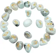 Rainbow Moonstone Rune Set - Rune Stones - Viking Rune Stones - Crystal Divination Set - Elder Futhark Rune Stones - Rune Set Stones - Crystal Runes - Futhark Rune Set