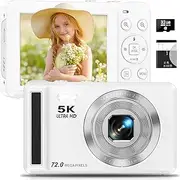 5K Digital Camera - 72MP UHD Digital Cameras for Photography - Autofocus Point and Shoot Small Camera with Flash for Kids - 2.8 Inch Screen Compact Portable Vlogging Camara with 16X Zoom, 32GB SD Card