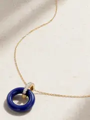 [Mateo] Mateo - Donut 14-karat Gold, Lapis Lazuli And Diamond Necklace - Blue - One size One size Blue