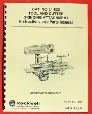 ROCKWELL Tool Cutter Grinder Attachment 24-822 Owner Operator Parts Manual 0620
