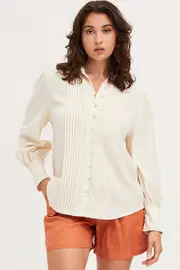 White Shirt Top Long Sleeve Collared - Size 14, Women's Shirt