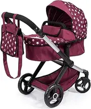 Bayer Design 17023AA Combi Doll's pram Xeo, Bag, Bordeaux, Pink