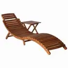 Outdoor Sun Lounger Table Set Wood Timber Garden Patio Pool Lounge Chair