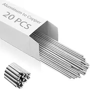 Hicarer 20 Pcs 7.87 Inches Aluminum to Copper Brazing Rods Copper Aluminum Welding Rods Low Temperature Aluminum Soldering Rods for Appliance Air Conditioner Aluminum Copper Repair
