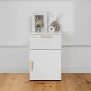 PORTO BEDSIDE TABLE - WHITE - HAMPTONS - OVAL BRASS