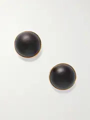 [Alaïa] Alaïa - Sphere Gold-tone Wood Earrings - Brown - One size One size Brown