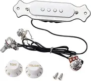HAMPPLIES 4 String String Magnetic Soundhole Pickup for Electric Guitar Durable Shell with Volume Tone Control Knobs Compatible with Acoustic Folk Guitars White