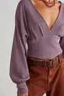 NEW Free People We The Free All Nighter Thermal Tee Fallen Fig Mauve Large