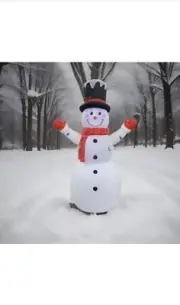 Snowman Winter Wonder Lane 8ft Inflatable 11 LED Lights - Twinkling Lights