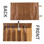 Portable Leather Pocket Knives Roll Chef Knife Organiser Bag Carry Storage Case
