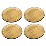 4x Wilmax England 10cm Round Bamboo Plate Food Serving Saucer/Dessert Dish NAT