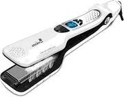 Hair Straightener with Steam,Salon Professional Nano Titanium Ceramic Steam Flat Iron with Removable Comb+Digital LCD+5 Level Adjustable Temperature+Auto Temperature Lock (White)