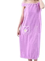 [Generic] Towel Robe for Women After Shower | Wearable Absorbent Bath Towel Wrap,Lightweight Quick Dry Bathrobe Coral Fleece for Women Teens