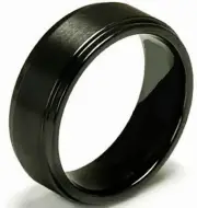 Titanium Black Plated RING with Matte Finish Accent BAND, size 12 - in Gift Box