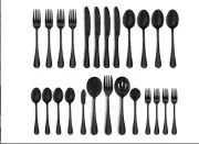Hiware 25-Pc Matte Black Silverware Set With Serving Utensils for 4