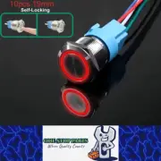 10 x Red LED 19mm Metal Push Button Switch 12V-24V Pre-Wired Self-Locking Switch