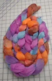 Hand Dyed Painted Med Wool Blend Combed Top Roving Spinning Felting Bart