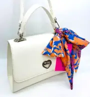 New w/tags Betsey Johnson Mandy White Crossbody with Scarf Handbag Purse