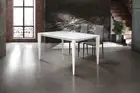 Extendable Table Rectangular Plan Glass Legs Metal Modern Design Studio