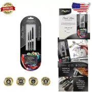 Elegant Black Velvet Round Set - 3 Synthetic & Squirrel Brushes for Watercolors