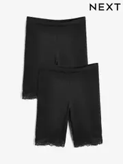 Black Cotton Blend Anti-Chafe Shorts 2 Pack (816346) | $41